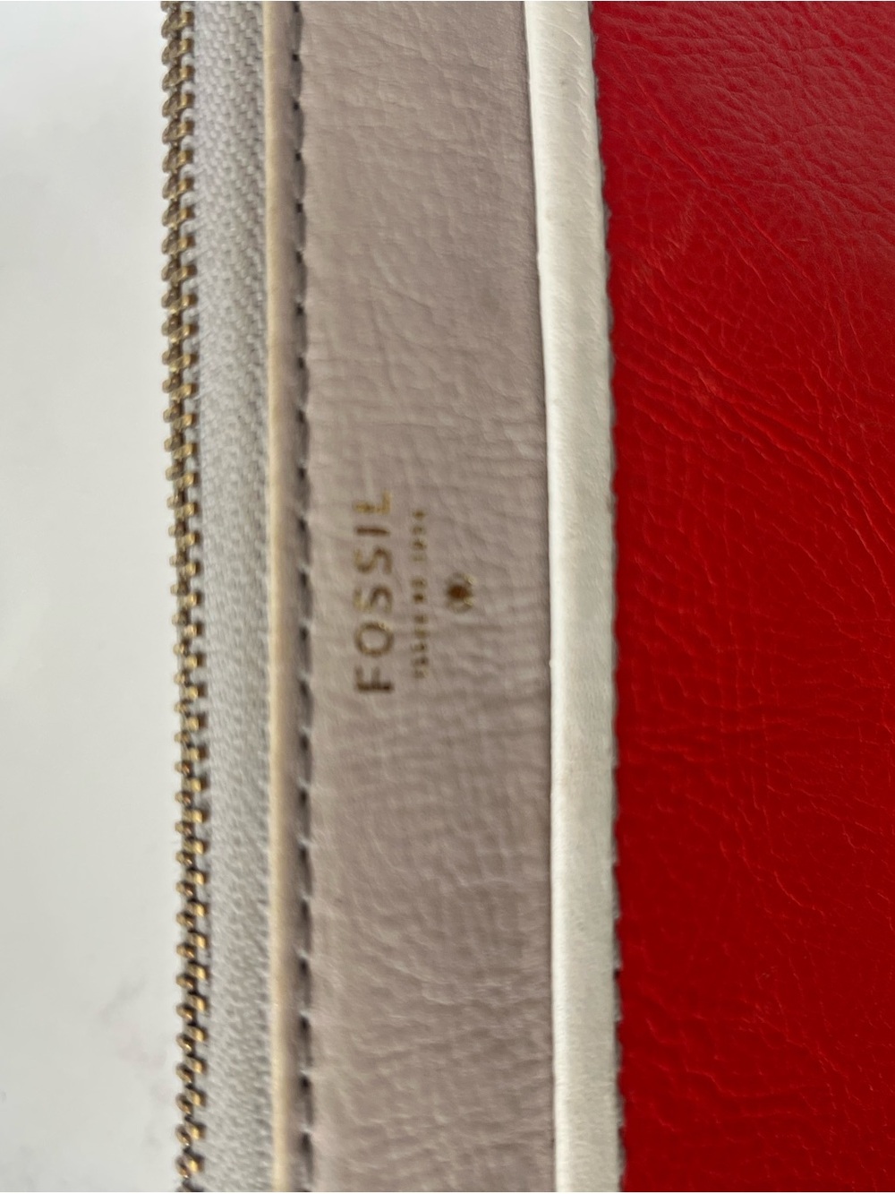 Fossil Colorblock Zip Wallet in Red, Beige & Cream
